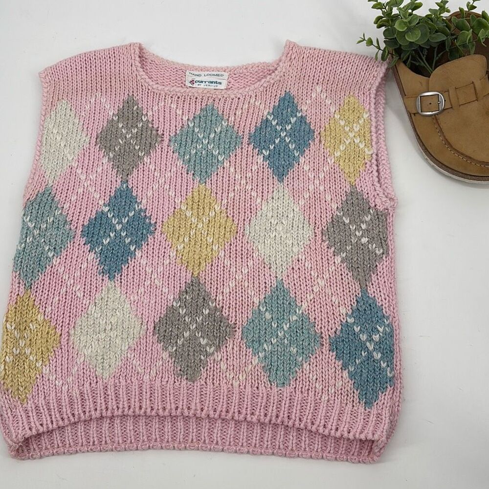 Argyle Patterned Pink Sweater Vest